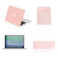 TOP CASE - 4 in 1 Essential Bundle Matte Hard Case,Keyboard Cover, Sleeve Bag,Screen Protector Compatible Old MacBook Pro with Retina Display Model A1425 and A1502 - Rose Quartz