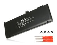 Bull Replacement New Laptop Battery for Apple A1321 A1286 (Only for Mid 2009 2010 Version), fits MB985 MB986J/A MC118 Unibody MacBook Pro 15'' [Li-Polymer 10.95V / 73Wh] with Four Free Screwdrivers