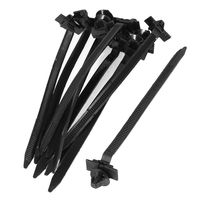 uxcell Nylon Fixing Tape Clip Push Cable Tie Cord, 158mm Long, 10 Pcs, Black