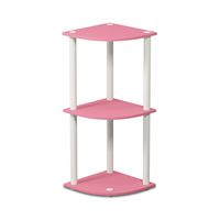 Furinno Turn-N-Tube 3-Tier Reversible Corner Display Rack Multipurpose Shelving Unit, Pink/White