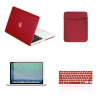 TOP CASE - 4 in 1 Essential Bundle Matte Hard Case,Keyboard Cover,Sleeve Bag,Screen Protector Compatible Old MacBook Pro with Retina Display Model A1425 and A1502 - Wine Red