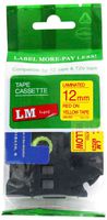 LM Tapes - Compatible with Brother PT-D210 Label Printer 12mm Red on Yellow Compatible TZe P-Touch Tape (1/2" 0.47 Laminated) for ptouch Model PTD210 Label Maker