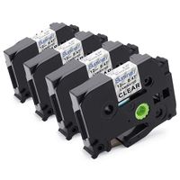 Standard Laminated TZ-131 TZe-131, 4 Pack Replace Brother Ptouch 12mm 0.47 inch TZe Black on Clear Tape, Compatible with Brother P-Touch Label Maker PT-D210 PT-H110 PT-D600 PT-1230PC PT-1280