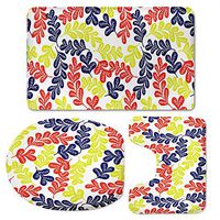 FOR U DESIGNS Fashion Designer Bathroom Carpet Contour Rug Toilet Lid Cover 3 Pcs Set