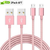 BLUELEC Micro USB Cable Android[2-Pack 6.6FT] Micro USB to USB A High Speed 2.0 Charger Nylon Braided Cord Compatible Samsung Galaxy S6 S7 Edge J7 Note 5,HP,LG,Sony,Nexus,Camera,Smartphones (6ft+6ft)