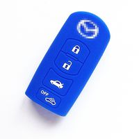 New Blue Silicone Rubber Protective 4 Buttons Smart Key Cover Fob Bag Chains Case Holder for MAZDA 3 6 CX-7 CX-9 MX-5 Miat Fob