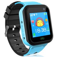 Smart Watch for Boys Girls - Kids Smartwatch Phone Waterproof with Camera Games Touch Screen SOS Call Voice Chatting Alarm Clock Children Students Birthday Gift Compatible with iOS & Android (Blue)