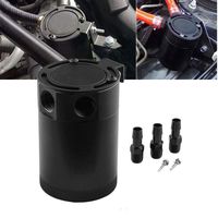 Sporacingrts Universal 3-Port Oil Catch Can Reservoir Tank Black, 2 Inlet 1 Outlet