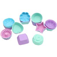 To encounter 36 Pack Silicone Cupcake Baking Cups Non Stick Muffin Liners 9 Shapes Reusable Silicone Cake Molds Easy Clean Muffin Pans Oven-Microwave-Dishwasher Safe