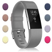 Bands Replacement Compatible for Fitbit Charge 2, Adjustable Wrist Accessories Sport Wristbands for Women&Men (Grey, Large)