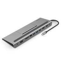 LENTION USB C Docking Station with 4K HDMI, 4K DisplayPort, 1080P VGA, 100W PD, 1000M Ethernet, Card Readers, Aux Adapter, USB 3.0/2.0 for MacBook Air/Pro (Thunderbolt 3), Win PC, More (Space Gray)