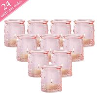 Kate Aspen Tea Light Holder, Vintage Glass Tealight Candle Holders, Perfect Wedding Favor, Bachelorette Favor or Bridal Shower Favor - (6 Sets of 4, 24 Pieces)