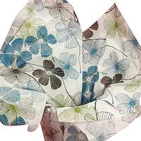 Floral Lines Blue Green Black Flowers Tissue Paper Gift Wrapping 20"x30" Sheets (10)