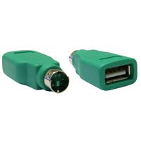 ACL USB to PS/2 Keyboard/Mouse Adapter USB Type A Female to PS/2 (MiniDin6) Male, Green, 5 Pack