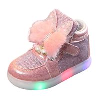 Toddler Baby Kids Boys Girls Cute Bunny LED Lighted Flashing Luminous Sneakers Walker Runner Shoes High Top