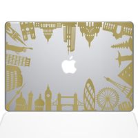 The Decal Guru Around The World Monuments Decal Vinyl Sticker, 13" MacBook Air, Gold (1385-MAC-13A-G)