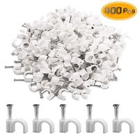 WFPLUS 400 Pieces Nail in Cable Clips Wire Ethernet Cable Nails Cable RG6 RG59 CAT5 CAT6 RJ45 TV, 7mm, White