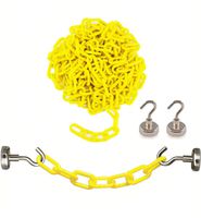 Reliabe1st Yellow Plastic Safety Barrier Chain (13 Feet) with 2 Magnetic Hooks | Loading Dock Kit | Caution Security Chain Safety Chain for Crowd Control, Construction Site | Safety Barrier