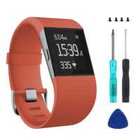 Wizvv Compatible Bands Replacement for Fitbit Surge, with Metal Buckle Fitness Wristband Strap Women Men Large Small (Orange,Large)