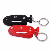 Car Silicone Remote Key Fob Case Cover Holder Keychain Compatible Tesla Model X(Black and Red)