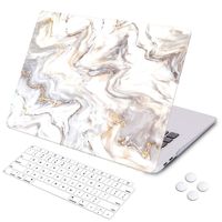 MacBook Air 13 inch case 2018 2019 Release Retina Display Touch ID, DQQH Hard case & Keyboard Cover,Only Compatible MacBook Air 13 inch 2018 2019 Model A1932- New White Marble