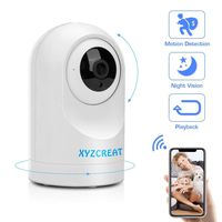 WiFi Camera, XYZCREAT 1080p HD Home Security Camera 360 Viewing Wireless IP Cameras Work with Alexa Indoor Home Pet Baby Monitor with AI Motion Detection/IR Night Vision/PTZ / 2-Way Talk Cloud Storage
