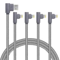 4 Pack (6/6/10/10FT) 90 Degree Extra Long Charge Cable Right Angle Phone Charger Cable/Data Sync USB Charging Cable Fast Charging Cord Compatible with Phone Xs XR X 8 7 6 Plus (Grey)