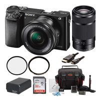 Sony Alpha A6000 Mirrorless Digital Camera w/ 16-50mm + 55-210mm Lens + 32GB Bundle