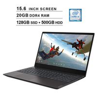 2019 Lenovo Ideapad S340 15.6 Inch Laptop (Intel Dual Core i3-8145U up to 3.9 GHz, 20GB DDR4 RAM, 128GB SSD (Boot) + 500GB HDD, Intel UHD Graphics 620, WiFi, Bluetooth, HDMI, Windows 10) (Black)