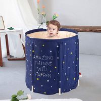 Foldable Bathtub Portable Soaking Bath Tub,Eco-Friendly Bathing Tub for Shower Stall,Thickening with Thermal Foam to Keep Temperature,Blue Sky