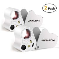 JARLINK 2 Pack 30X 60X Illuminated Jewelers Eye Loupe Magnifier, Foldable Jewelry Magnifiers with Bright LED Light for Gems, Jewelry, Coins, Stamps, etc (White)