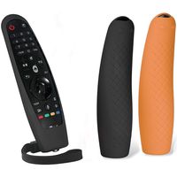 Remote Case Compatible with LG Magic Remote, MWOOT 2PCS Shockproof Silicone Protective Cover for LG Smart TV Remote Control LG AN-MR19BA/AN-MR18BA/AN-MR650/AN-MR600 Protection Black/Orange