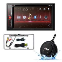 Pioneer Double DIN 2DIN AVH-210EX 6.2" Touchscreen Car Stereo MP3 CD DVD Player Bluetooth USB with DCO FL09CH Full License plate Night vision Waterproof back-up camera + WB12 Bluetooth Speakers