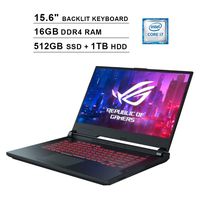 Asus ROG G531GT 15.6 Inch FHD 1080P Gaming Laptop, 9th Gen Intel 6-Core i7-9750H up to 4.50 GHz, NVIDIA GeForce GTX 1650, 16GB DDR4 RAM, 512GB SSD (Boot) + 1TB HDD, Backlit KB, Windows 10, Black