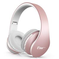 Wireless Earbuds,Esonstyle Over Ear Headset V5.0 with Microphone,Bluetooth Headphones Wireless Foldable & Lightweight, Support Tf Card MP3 Mode and Fm Radio for Cellphones Laptop TV-Rose Gold