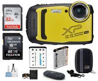 FUJIFILM FinePix XP140 Water, Shock, Freeze, and Dustproof Digital Camera (Yellow) Bundle; Includes: 32GB & 16GB SDHC Memory Cards + Spare Battery + Camera Case + Card Reader + More