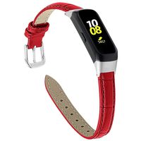 DKEnjoy Leather Replacement Band Wristband Bracelet Watch Strap Wristband Compatible for Samsung Galaxy Fit SM-R370 Fitness Tracker (Red)