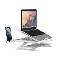 Laptop Stand, Tronsmart D07 Foldable Adjustable Laptop Riser with Phone Holders, Compatible with 10 to 17-in Laptops, Tablets-White