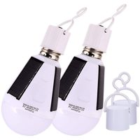 Flyhoom 2 Pack Portable Solar Bulb Light Outdoor Rechargeable Emergency Light Bulb (AC 400LM/ DC 130LM) for Power Outage Shed Barn, Camping Tent Light Bulb