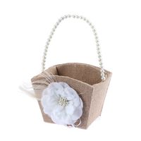 ULTNICE Wedding Flower Girl Basket with White Pearl Ribbon Flower