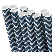 10 ct. Navy Chevron Paper Straw | Quantity: 10 | Length - 7 3/4" | Diameter - 1/4"