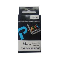 Hartwii Black on White Label Cassette Compatible for Casio XR-6WE Label Tape 6mm 8m (1/4 x 26")