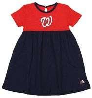 OuterStuff MLB Little Girls Kids 7th Inning Twirl Dress, Washington Nationals, Large 6X