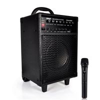 Wireless Portable PA Speaker System - 600W Bluetooth Compatible Rechargeable Battery Powered Outdoor Stereo Speaker Microphone Set w/ 30-Pin iPod Dock, Wheels - 1/4" to AUX RCA Cable - Pyle PWMA930IBT