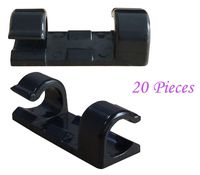 Cable Clips with Strong Self-Adhesive Pads- Organize Cords and Wires Holder Cord Management for Car, Beautiful Home or Office,Pack of 20-Black