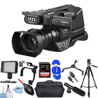 Panasonic HC-MDH3 AVCHD Shoulder Camcorder with LCD Screen & LED Light PRO Bundle with 64GB SD, LED Light, Shoulder Stabilizer, Gadget Bag, Microphone + More