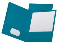 Oxford Linen Finish Two-Pocket Folders, Teal, Letter Size, 25 per Box