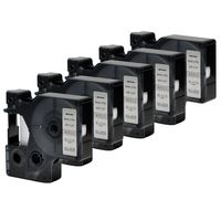 5PK Compatible Dymo Label Tape D1 40922 Black on Silver 3/8" 9mm Labeling Cartridge for LabelManager 260P 210D 280 420P