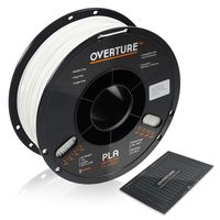 OVERTURE PLA Filament 1.75mm with 3D Build Surface 200mm × 200mm 3D Printer Consumables, 1kg Spool (2.2lbs), Dimensional Accuracy +/- 0.05 mm, Fit Most FDM Printer, White