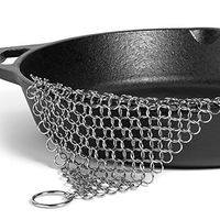 abcnature Stainless Steel Cast Iron Cleaner 6”x6” 316L Chainmail Scrubber Pan Cookware Accessories Pan Dutch Ovens Polycarbonate Skillet Pot Grill Brush Seasoning Cleaning Tools Set